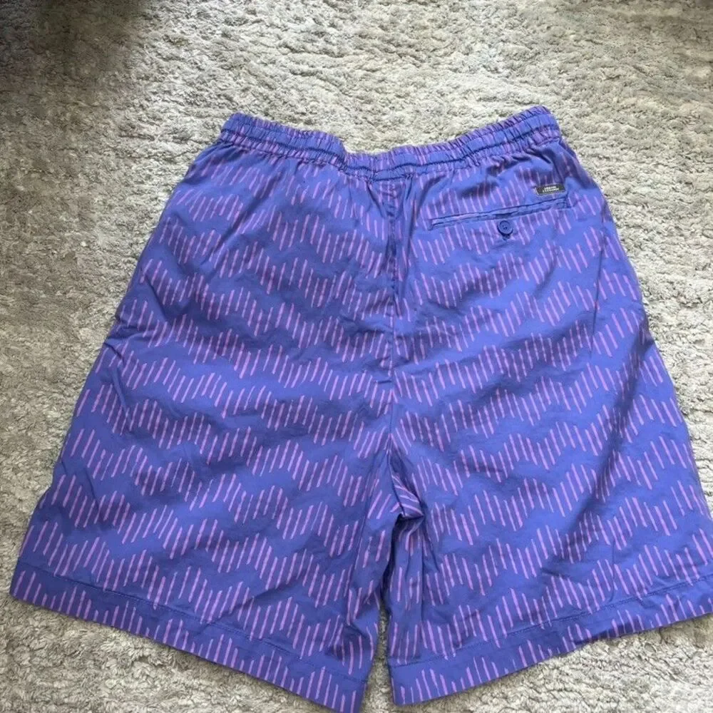 Armani Exchange Elastic Waist Blue Purple Zig-Zag Print Shorts Mens 30